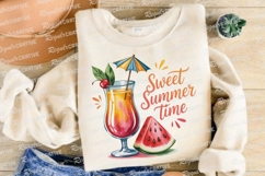 Summer Cocktail with Watermelon Slice and Sublimation PNG Product Image 3
