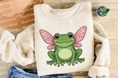 Cute Green Frog With Pink Wings Cartoon Sublimation PNG Product Image 4