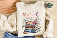 Stack Of Books Floral Watercolor Design Sublimation PNG Product Image 4