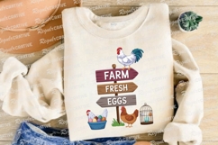 Farm Fresh Eggs Cartoon Rooster Chicken Sublimation PNG Product Image 4