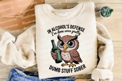 Funny Owl With Alcohol Bottle Sublimation PNG Product Image 4