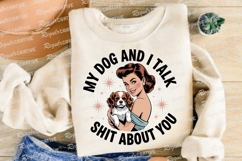 Retro Woman Holding Dog with Text My Dog Sublimation PNG Product Image 4