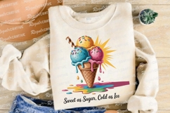 Colorful Ice Cream Cone with Sprinkles and Sublimation PNG Product Image 3