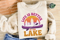 Lake Life Retro Design With Canoe Silhouette Sublimation PNG Product Image 4