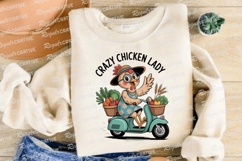 Chicken Lady Delivering Groceries On Scooter Sublimation PNG Product Image 4