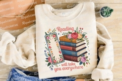 Books With Flowers And Bookmark Design Sublimation PNG Product Image 4