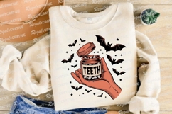 Hand Holding Jar of Teeth with Bats and Sublimation PNG Product Image 4