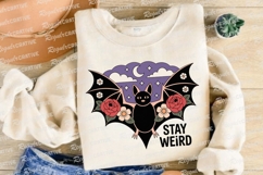 Bat with Roses and Flowers Against Purple Sublimation PNG Product Image 4