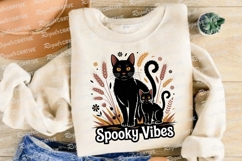 Two Black Cats with Wheat and Spooky Sublimation PNG Product Image 4