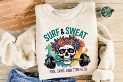 Surf Sweat Skull Flowers Weightlifting Sublimation PNG Product Image 4