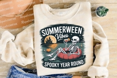 Summerween Skeleton Relaxing with Cocktail Sublimation PNG Product Image 4