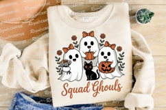 Halloween Squad Ghouls with Pumpkins Black Sublimation PNG Product Image 4