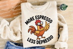 Funny Chicken Cartoon With Espresso Sublimation PNG Product Image 4