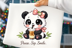 Pause Sip Smile Cute Panda Coffee Lover PNG Design Product Image 7