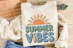 Summer Vibes Text Design with Orange Sun Sublimation PNG Product Image 4