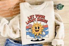 Let Your Light Shine Retro Cartoon Sun Sublimation PNG Product Image 4