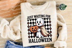 Cute Ghost Holding Pumpkin Halloween Sublimation PNG Product Image 4