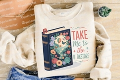 Floral Design Book Take Me Bookstore Sublimation PNG Product Image 4