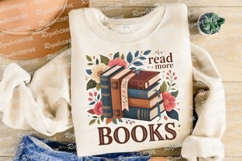 Stack Of Books Floral Design Illustration Sublimation PNG Product Image 4