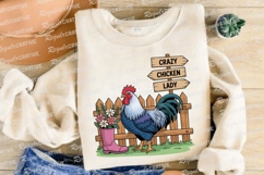 Rooster Cartoon Crazy Chicken Lady Sublimation PNG Product Image 4