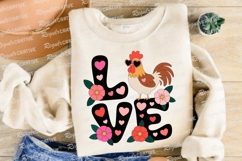 Cartoon Love Rooster Flowers Valentines Day Sublimation PNG Product Image 4