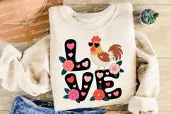 Cartoon Love Rooster Flowers Valentines Day Sublimation PNG Product Image 4