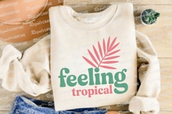Feeling Tropical Text Design with Palm Leaf Sublimation PNG Product Image 4