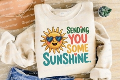 Sending Sunshine Card Smiling Sun Wearing Sublimation PNG Product Image 4