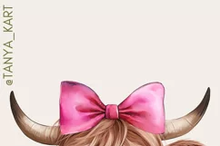 Cow with Pink Bow: Farm Animal Sublimation Design Product Image 10