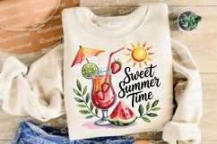 Watercolor Summer Cocktail with Strawberries Sublimation PNG Product Image 3