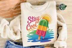 Colorful Popsicle with Stay Cool Text and Sublimation PNG Product Image 3