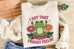 Groovy Frog With Peace Signs And Flowers Sublimation PNG Product Image 4