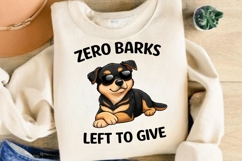 Zero Barks Left To Give PNG, Funny Cool Dog With Sunglasses Product Image 3