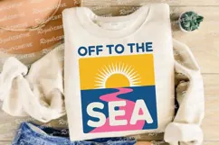Off to the Sea Retro Design with Sun and Sublimation PNG Product Image 4
