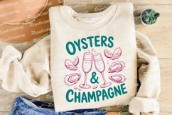 Oysters and Champagne Illustration with Pink Sublimation PNG Product Image 3