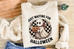 Cartoon Ghost Holding Pumpkin with Halloween Sublimation PNG Product Image 4
