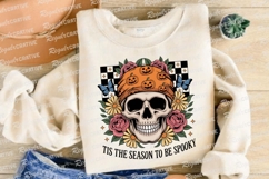 Halloween Skull with Pumpkin Bandana Sublimation PNG Product Image 4