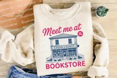 Pink Text Meet Me at the Bookstore Sublimation PNG Product Image 4