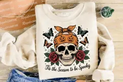 Halloween Skull with Bandana Roses Sublimation PNG Product Image 4