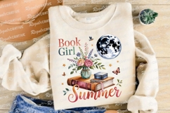Summer Reading With Book Floral Moon Sublimation PNG Product Image 4