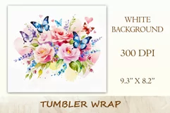 Beautiful watercolor composition spring flowers bloom in bright shades. Artwork is specifically crafted for sublimation design on a tumbler 20 oz. High resolution and high quality perfect for printing and sublimation