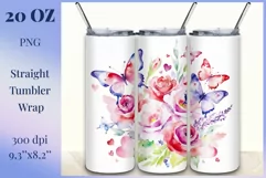 Beautiful watercolor composition spring flowers bloom in bright shades. Artwork is specifically crafted for sublimation design on a tumbler 20 oz. High resolution and high quality perfect for printing and sublimation