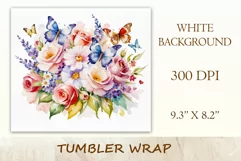 Beautiful watercolor composition spring flowers bloom in bright shades. Artwork is specifically crafted for sublimation design on a tumbler 20 oz. High resolution and high quality perfect for printing and sublimation