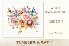 Beautiful watercolor composition spring flowers bloom in bright shades. Artwork is specifically crafted for sublimation design on a tumbler 20 oz. High resolution and high quality perfect for printing and sublimation