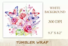 Beautiful watercolor composition spring flowers bloom in bright shades. Artwork is specifically crafted for sublimation design on a tumbler 20 oz. High resolution and high quality perfect for printing and sublimation
