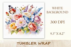 Beautiful watercolor composition spring flowers bloom in bright shades. Artwork is specifically crafted for sublimation design on a tumbler 20 oz. High resolution and high quality perfect for printing and sublimation