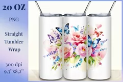 Beautiful watercolor composition spring flowers bloom in bright shades. Artwork is specifically crafted for sublimation design on a tumbler 20 oz. High resolution and high quality perfect for printing and sublimation