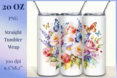 Beautiful watercolor composition spring flowers bloom in bright shades. Artwork is specifically crafted for sublimation design on a tumbler 20 oz. High resolution and high quality perfect for printing and sublimation