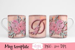 Sublimation design for 11oz mug, monogram letter D Product Image 1