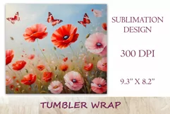 This enchanting sublimation tumbler wrap design encapsulates the serene beauty of meadow flowers, poppies and dandelions, bringing a touch of nature's elegance to your everyday routine.